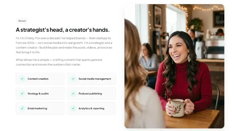 The opening of Christy Granzotto's website