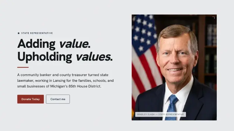 The opening of Slagh for Michigan's website